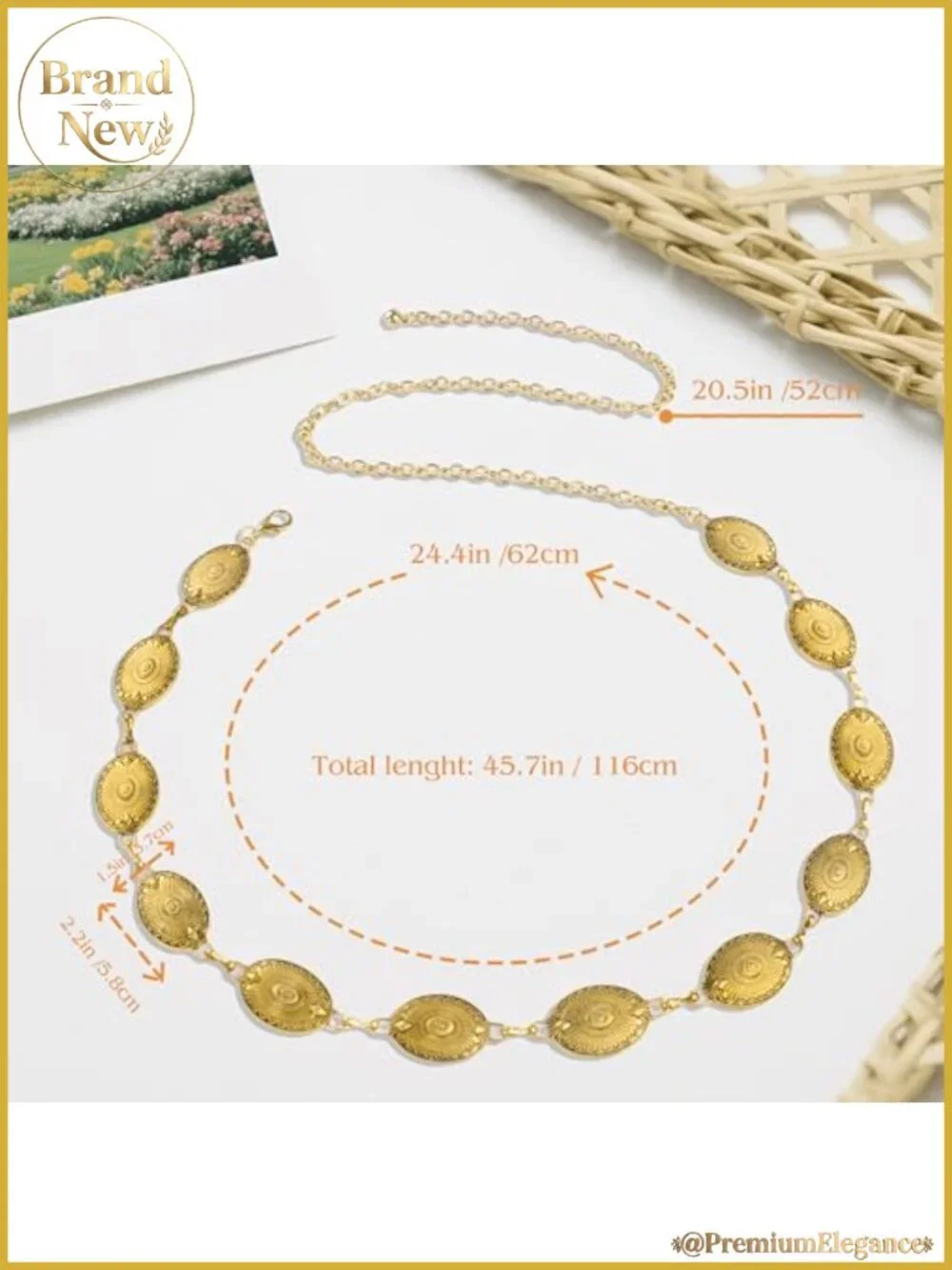 Western Metal Chain Belt Women Concho Link Turquoise Waist Belt for Jeans